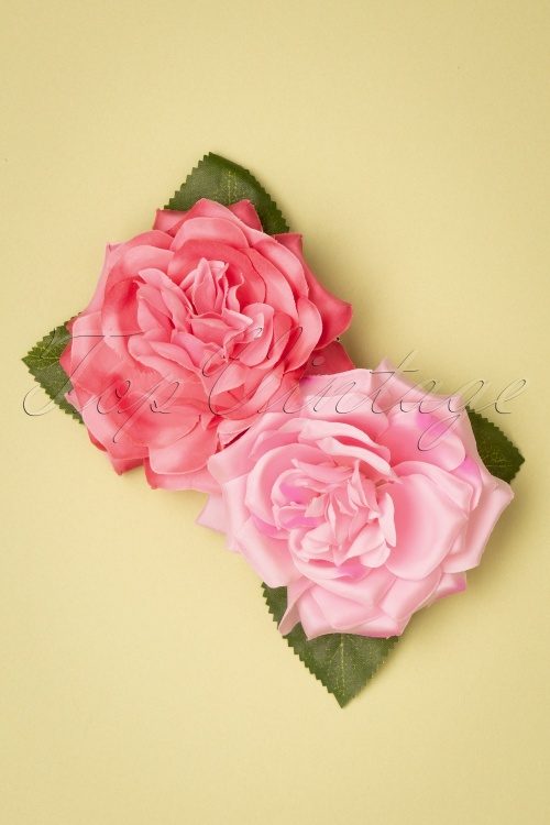 Collectif Clothing - Susette Rose Hair Flower Années 50 en Rose