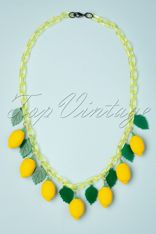 Collectif Clothing - Lemons Necklace Années 60 en Jaune et Vert