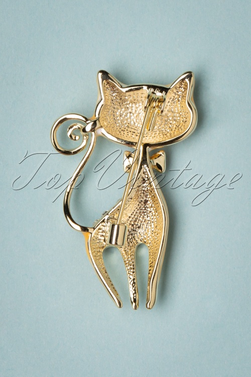 Collectif Clothing - 50s Sassy Cat Brooch in Yellow 2