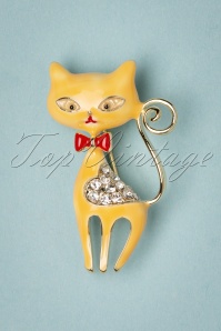 Collectif Clothing - 50s Sassy Cat Brooch in Yellow