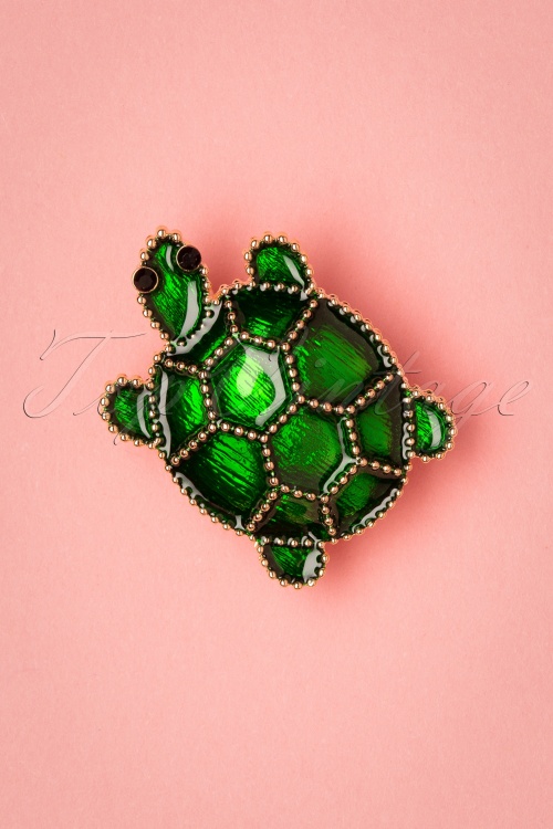 Collectif Clothing - Mini Turtle Brooch Années 50 en Vert