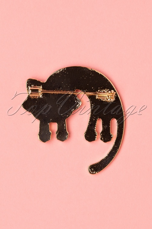 Collectif Clothing - 50s Watching Cat Brooch in Black 2