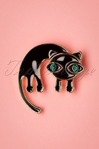 Collectif Clothing - 50s Watching Cat Brooch in Black