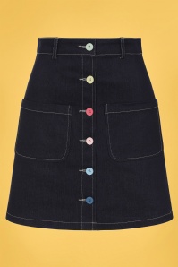 Bright and Beautiful - 60s Annie Rainbow Dreamer Skirt in Denim