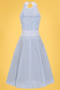Collectif Clothing - Zoe Preppy Streifen Flared Dress in Blau und Weiß 2