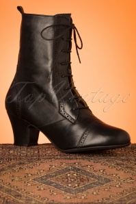 Miz Mooz - Flicka Leather Ankle Booties Années 40 en Noir 2