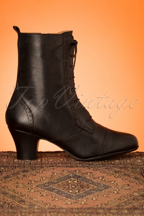 Miz Mooz - 40s Flicka Leather Ankle Booties in Black 5