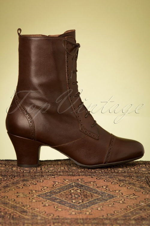Miz Mooz - 40s Flicka Leather Ankle Booties in Brown