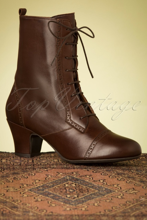 Miz Mooz - 40s Flicka Leather Ankle Booties in Brown 3