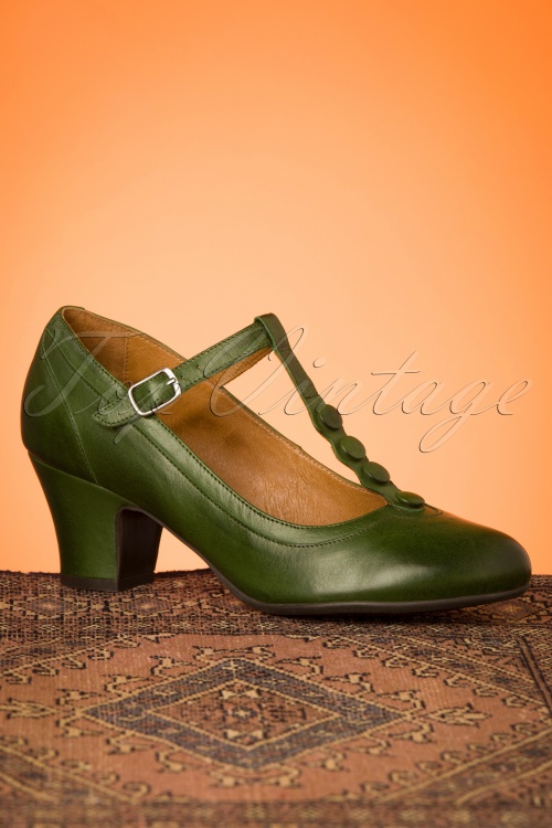 Miz Mooz - 40s Foxy T-Strap Pumps in Kiwi