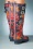 Ruby Shoo - Esme Floral Wellington Boots Années 60 en Bleu Marine et Corail 6
