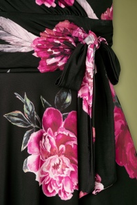 Vintage Chic for Topvintage - Irene Roses gekruiste swing jurk in zwart 4