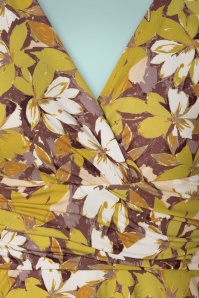 Vintage Chic for Topvintage - Carolina bloemen swing jurk in ivoor en mosterd 5