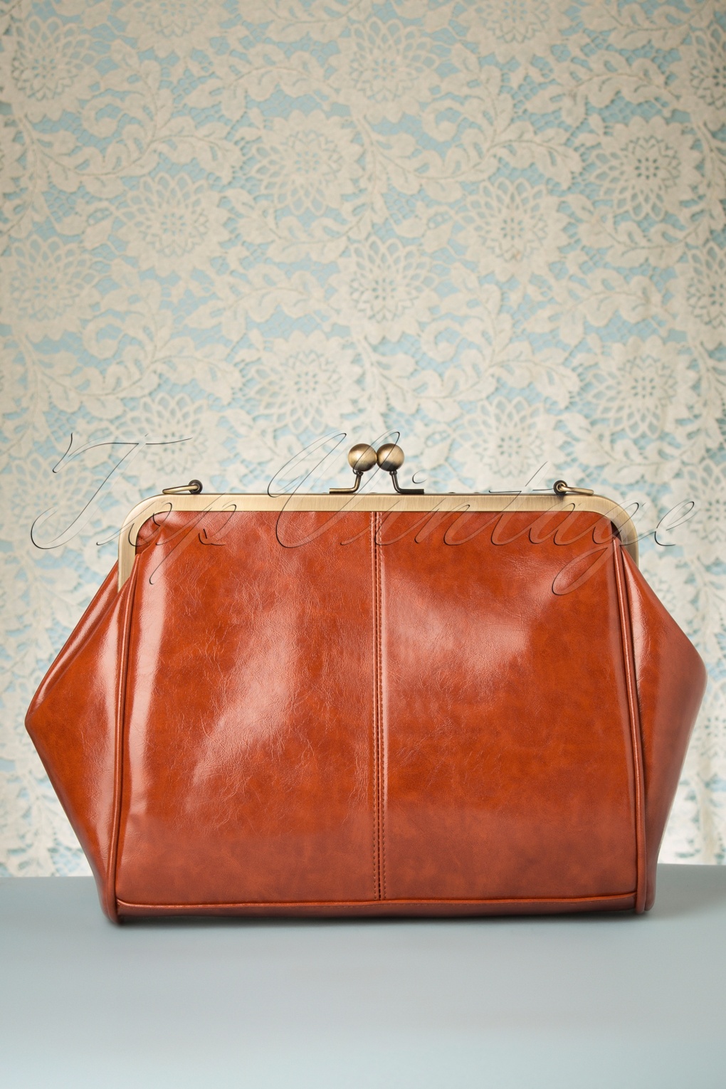 20s Vintage Frame Kisslock Clasp Bag in Tan