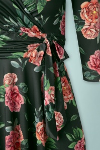 Vintage Chic for Topvintage - Phileine gekruiste swing jurk met bloemenprint in groen 5