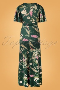 Vintage Chic for Topvintage - Helene gekruiste maxi-jurk met bloemen in groen 3