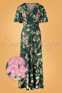 Vintage Chic for Topvintage - 50s Elley Floral Swing Dress in Dark Green