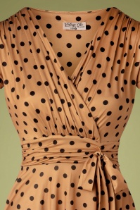 Vintage Chic for Topvintage - Caryl Swing jurk met polkadots in karamel 2