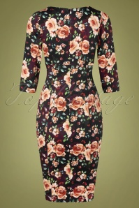 Hearts & Roses - 50s Madeleine Floral Pencil Dress in Multi 2