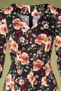 Hearts & Roses - 50s Madeleine Floral Pencil Dress in Multi 3