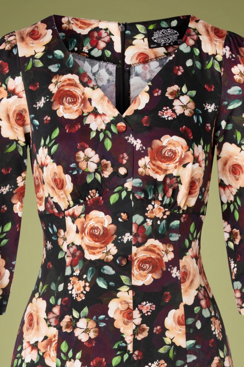 Hearts & Roses - Madeleine koker jurk met bloemenprint in multi 3
