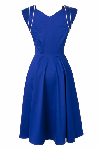 50s Royal Blue Swing dress white bow