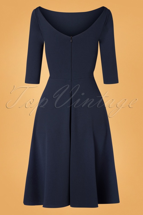 Vintage Chic for Topvintage - Harper Swing jurk in marineblauw 3