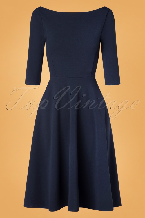 Vintage Chic for Topvintage - Harper Swing jurk in marineblauw 2