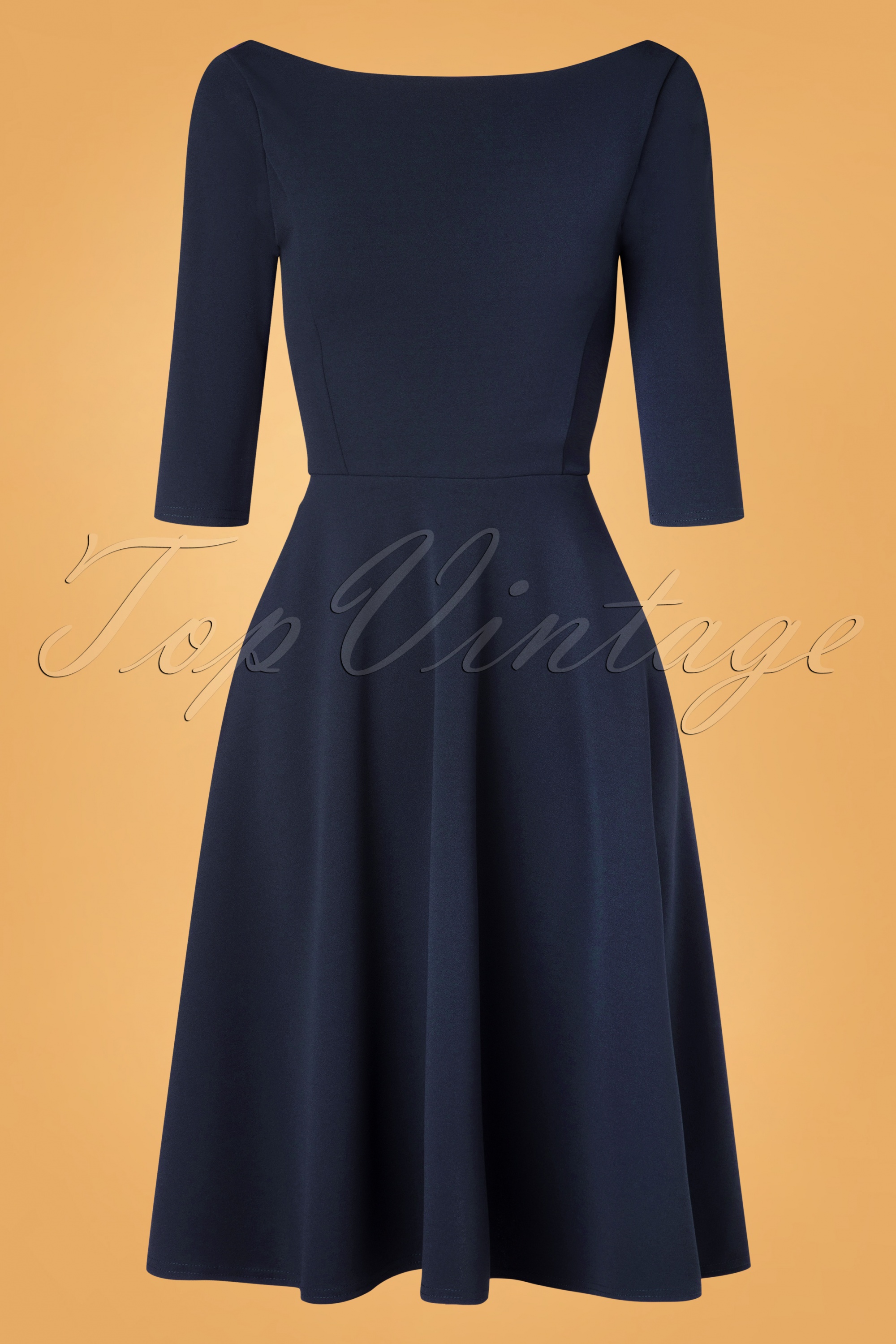 Vintage Chic for Topvintage - Harper Swing jurk in marineblauw 2