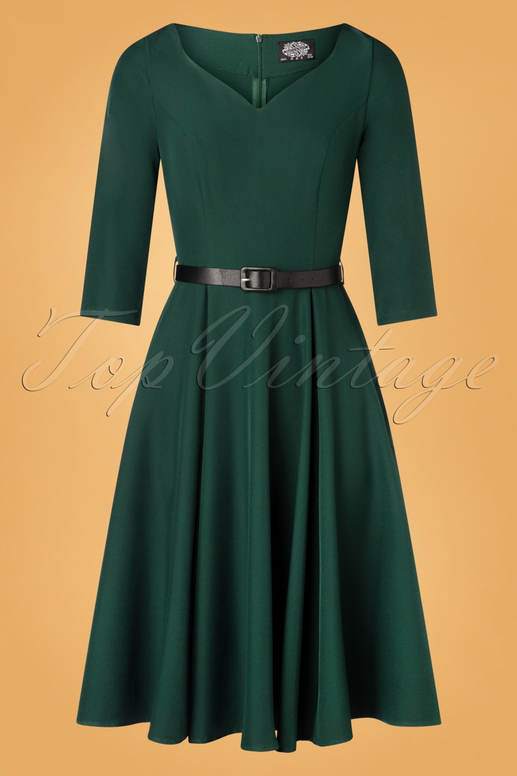 50s Elvie Swing Dress in Dark Green