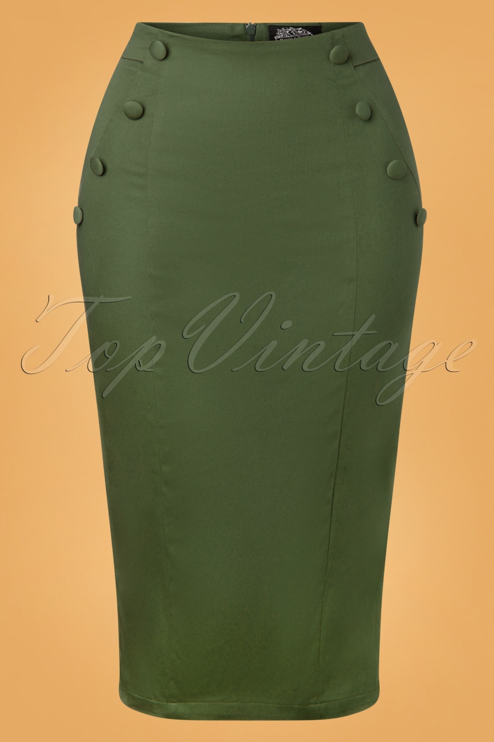 50s Sidney Pencil Skirt in Olive Green