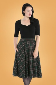 Banned Retro - 50s Adore Her Check Swing Skirt in Navy and Red