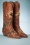 70s Flor Embroidery Western Boots in Cognac