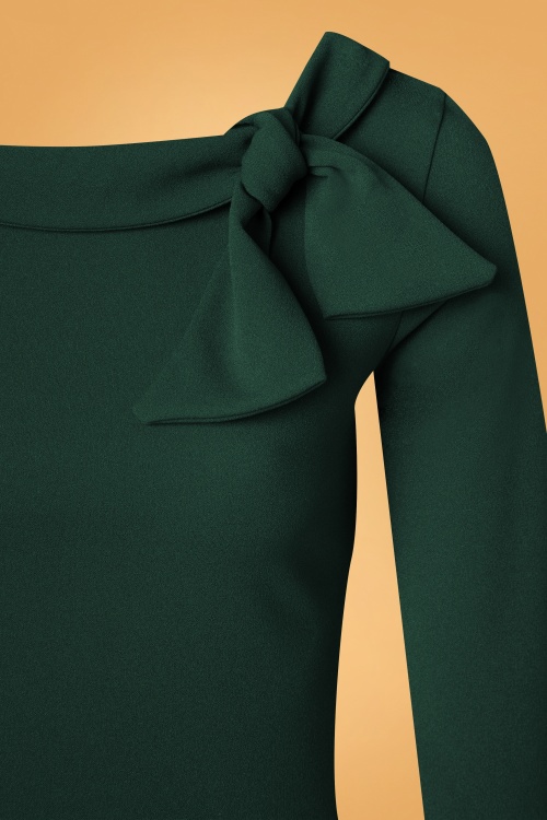 Vintage Chic for Topvintage - 50s Belle Bow Top in Forest Green 3