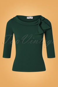 Vintage Chic for Topvintage - Belle Bow Top in Donkergroen