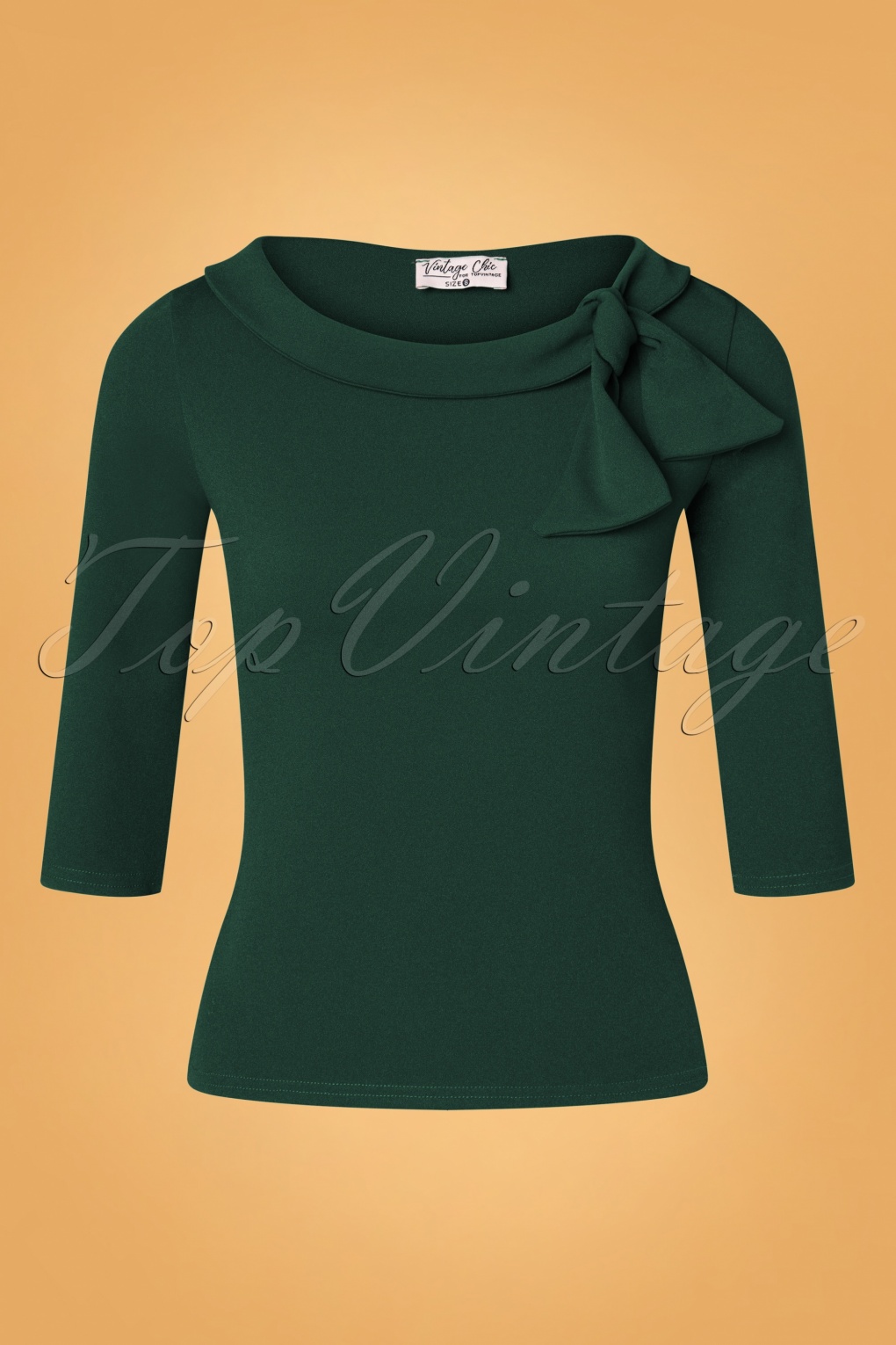 50s Belle Bow Top in Forest Green