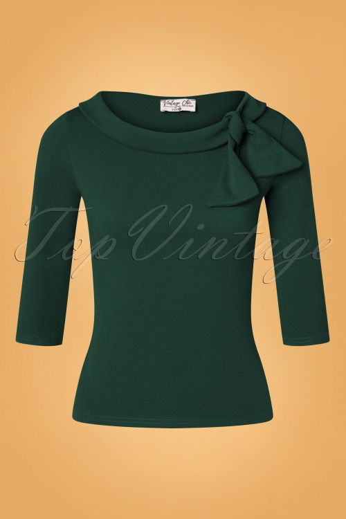 Vintage Chic for Topvintage - 50s Belle Bow Top in Forest Green