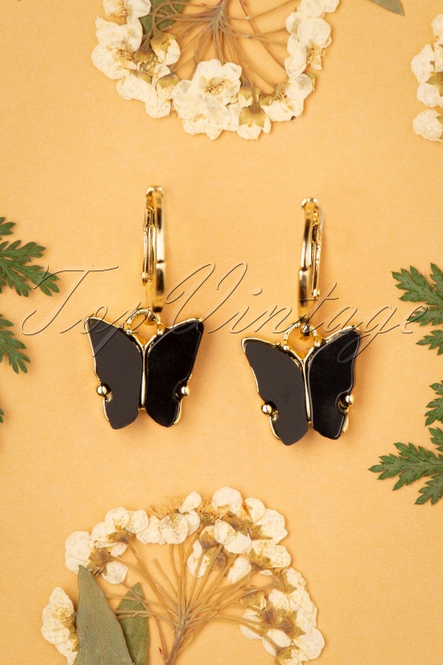 Day&Eve by Go Dutch Label - 50s Butterfly Earrings in Gold and Black 
