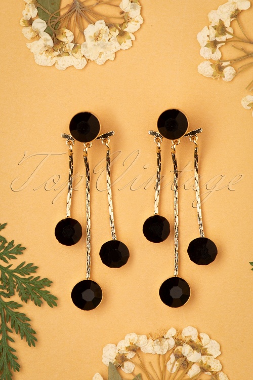 Day&Eve by Go Dutch Label - 50s Eliza Earrings in Gold and Black 