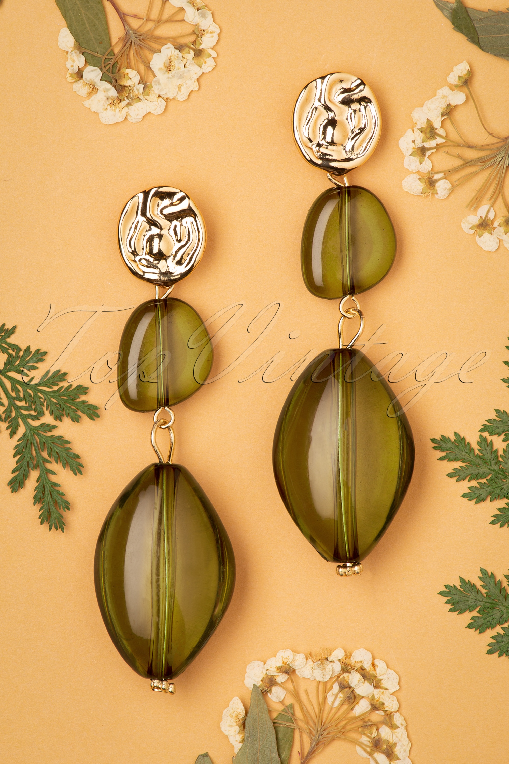 Day&Eve by Go Dutch Label - Louise Oorbellen in Goud en Groen