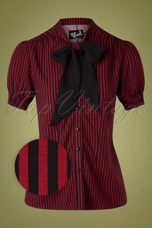 Bunny - 50s Humbug Blouse in Red and Black