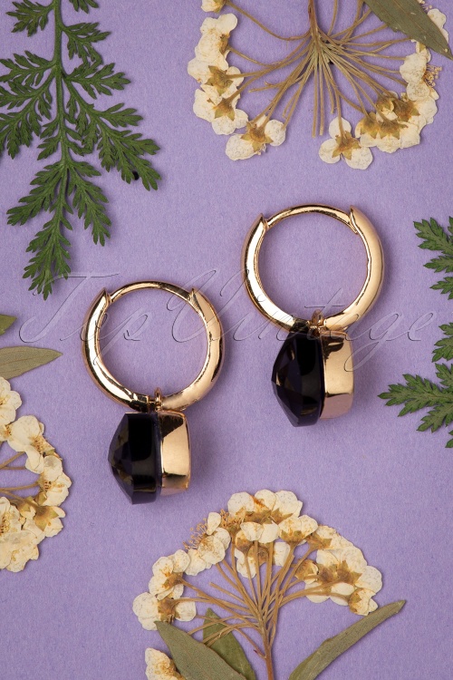 Day&Eve by Go Dutch Label - 50s Eleanor Earrings in Dark Blue and Gold 3