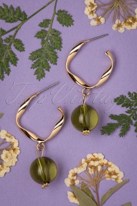 Day&Eve by Go Dutch Label - 50s Lorena Earrings in Gold and Green 3