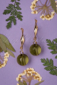 Day&Eve by Go Dutch Label - 50s Lorena Earrings in Gold and Green