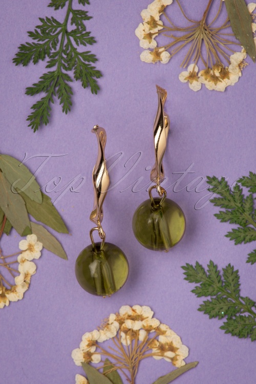 Day&Eve by Go Dutch Label - 50s Lorena Earrings in Gold and Green