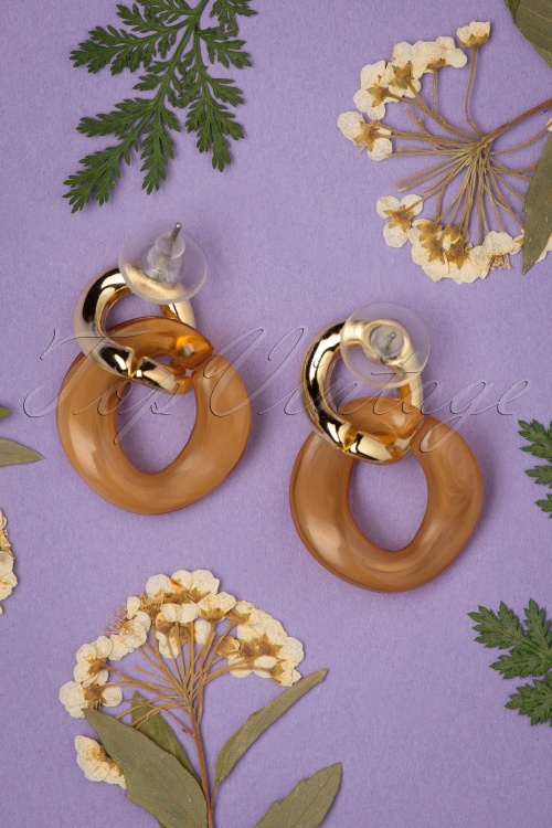 Day&Eve by Go Dutch Label - 50s Rosy Earrings in Gold and Brown 3