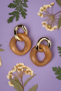 Day&Eve by Go Dutch Label - 50s Rosy Earrings in Gold and Brown