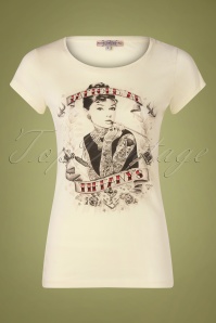 Rumble59 - T-shirt Tattoed At Tiffany's Années 50 en Blanc Cassé 2