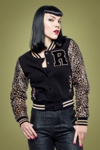 Rumble59 - 50s College Sweat Jacket in Leopard and Black