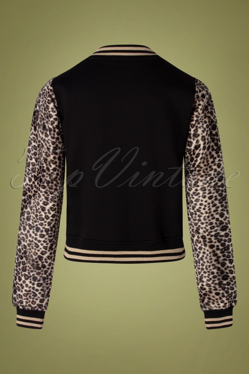 Rumble59 - 50s College Sweat Jacket in Leopard and Black 5